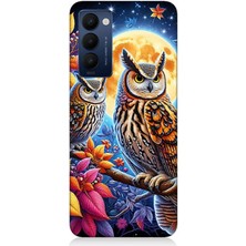 Teknomeg Tecno Camon 18 Uyumlu Dallarda Bilge Baykuşlar  Desenli Silikon Kılıf