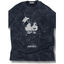 Oversize Lady Gaga Baskılı Yıkamalı T-Shirt, Unisex Mayhem Yazılı Retro Tişört