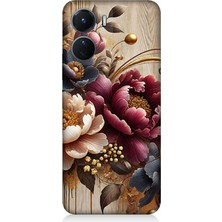 Vivo V16 Uyumlu Ahşap Üzerinde Gölge Çiçekler  Desenli Silikon Kılıf
