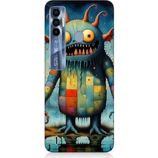 Tecno Spark 7 Pro Uyumlu Tuhaf Canavar Gülümsemesi  Desenli Silikon Kılıf