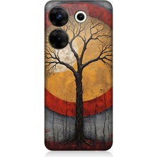 Tecno Camon 20S Pro Uyumlu Sarı Kırmızı Ağaç Gölgesi  Desenli Silikon Kılıf
