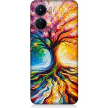 Vivo V16 Uyumlu Kökten Renkli Ağaç Büyüsü  Desenli Silikon Kılıf