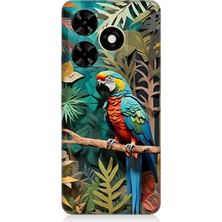 Tecno Spark 20C Uyumlu Ormanda Tropik Papağan  Desenli Silikon Kılıf