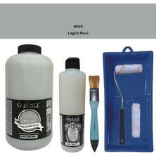 Cadence Mobilya Boyası -  Multisurface H - 039 Lagun Mavi 2000 ml Ultimate Vernik Mat 500 ml  Saten Rulo Set