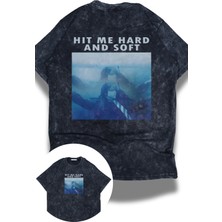 Oversize Retro Hit Me And Hard Soft Sırt Baskılı Yıkamalı T-Shirt, Unisex Billie Eilish Tişört