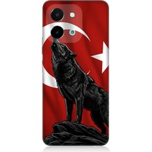 Vivo Y28 Uyumlu Ay Yıldızlı Uluyan Kurt  Desenli Silikon Kılıf