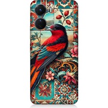 Vivo V16 Uyumlu Çini Desenli Kuş Kompozisyonu  Desenli Silikon Kılıf