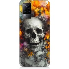 Vivo V21E Uyumlu Alevli Kurukafa Patlaması  Desenli Silikon Kılıf