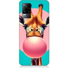 Vivo V21E Uyumlu Balon Sakızlı Zürafa  Desenli Silikon Kılıf