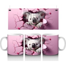 Çocuklara Sütü Sevdiren Kalp Duvarından Bakan Meraklı Koala Kupa Bardak