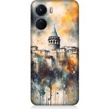 Vivo V16 Uyumlu Galata’da Renk Yağmuru  Desenli Silikon Kılıf