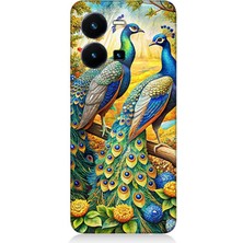 Vivo Y35 Uyumlu Görkemli Tavuskuşu Bahçesi  Desenli Silikon Kılıf