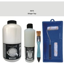 Cadence Mobilya Boyası -  Multisurface H - 075 Sünger Taşı 2000 ml Ultimate Vernik Mat 500 ml  Saten Rulo Set