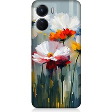 Vivo V16 Uyumlu Soyut Çiçek Dokunuşları  Desenli Silikon Kılıf
