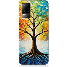 Vivo V21E Uyumlu Renk Renk Mevsim Ağacı  Desenli Silikon Kılıf