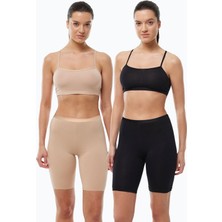 Malabadi Kadın 2 Adet Siyah Ten Rengi Dizüstü Iz Yapmayan Modal Yüksek Bel Tayt 2M113