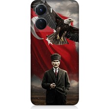 Vivo V16 Uyumlu Bayrak Önünde Mustafa Kemal Atatürk  Desenli Silikon Kılıf