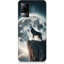 Vivo V21E Uyumlu Dolunayda Uluyan Kurt  Desenli Silikon Kılıf