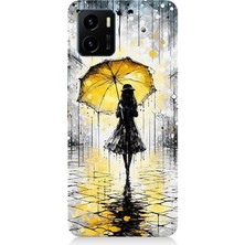 Vivo Y15S Uyumlu Yağmurda Sarı Şemsiye Altında  Desenli Silikon Kılıf