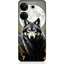 Tecno Camon 20 Pro 5g Uyumlu Dolunayda Uyanık Kurt  Desenli Silikon Kılıf