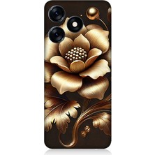 Tecno Spark 10 Uyumlu Altın Işıklı Zarif Çiçek  Desenli Silikon Kılıf