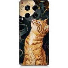 Tecno Camon 30 Uyumlu Aya Bakan Meraklı Kedi  Desenli Silikon Kılıf