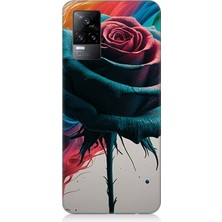 Vivo V21E Uyumlu Siyah Gül Rüyası  Desenli Silikon Kılıf