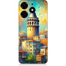 Tecno Spark 10 Pro Uyumlu Galata’da Renkli Işıklar  Desenli Silikon Kılıf