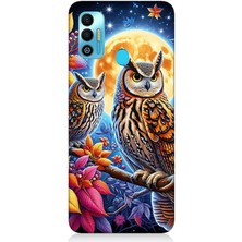 Tecno Spark 7t Uyumlu Dallarda Bilge Baykuşlar  Desenli Silikon Kılıf