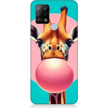 Tecno Pova Uyumlu Balon Sakızlı Zürafa  Desenli Silikon Kılıf