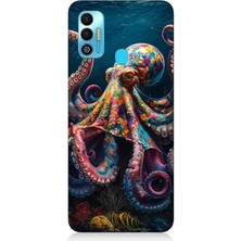 Tecno Spark 7t Uyumlu Derinliklerde Sekiz Kol Ahtapot  Desenli Silikon Kılıf
