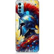 Tecno Spark 7t Uyumlu Kızıl Miğferli Savaşçı  Desenli Silikon Kılıf
