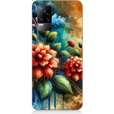 Vivo V21E Uyumlu Kırmızı Çiçek ve Tomurcuklar  Desenli Silikon Kılıf