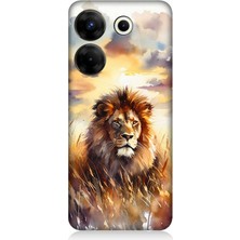 Tecno Camon 20 Pro 5g Uyumlu Günbatımında Gururlu Aslan  Desenli Silikon Kılıf