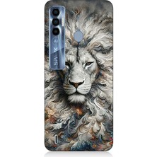 Tecno Spark 7 Pro Uyumlu Aslan Asaletin Sessiz Gücü  Desenli Silikon Kılıf