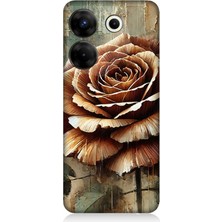 Tecno Camon 20 Pro 4g Uyumlu Altın Bronz Gül Zarafeti  Desenli Silikon Kılıf