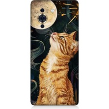 Huaweı Nova 10 Uyumlu Aya Bakan Meraklı Kedi  Desenli Silikon Kılıf