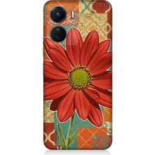 Vivo V16 Uyumlu Kiremit Desende Renkli Çiçek  Desenli Silikon Kılıf