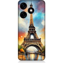 Tecno Spark 10C Uyumlu Gün Batımı Eyfel Büyüsü  Desenli Silikon Kılıf