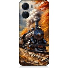 Vivo V16 Uyumlu Sonbaharda Buharlı Tren  Desenli Silikon Kılıf