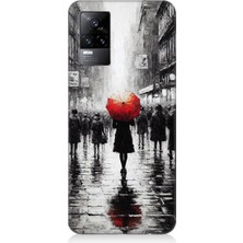 Vivo V21E Uyumlu Kırmızı Şemsiyeli Yalnızlık  Desenli Silikon Kılıf