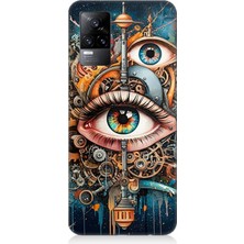 Vivo V21E Uyumlu Soyut Gözlü Mekanik Kompozisyon  Desenli Silikon Kılıf