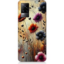 Vivo V21E Uyumlu Rüzgarda Yalnız Çiçekler  Desenli Silikon Kılıf