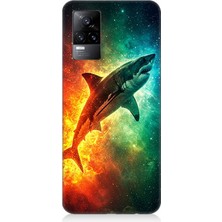 Vivo V21E Uyumlu Uzayda Parlayan Yalnız Köpekbalığı  Desenli Silikon Kılıf