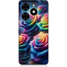 Tecno Spark 20C Uyumlu Gökkuşağı Güllerin Patlaması  Desenli Silikon Kılıf