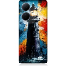 Vivo V29 Lite Uyumlu Işık Patlamasında Deniz Feneri  Desenli Silikon Kılıf