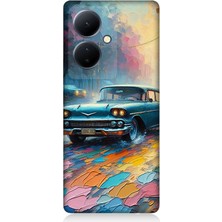 Vivo V29 Lite Uyumlu Renkli Yol Üzerinde Araba  Desenli Silikon Kılıf
