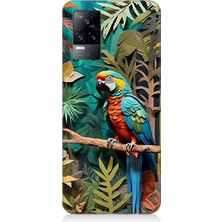 Vivo V21E Uyumlu Ormanda Tropik Papağan  Desenli Silikon Kılıf
