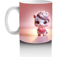 Çocuklara Sütü Sevdiren Kalp Tutan Minik Unicorn Kupa Bardak