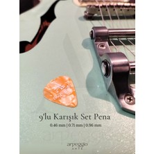 9’lu Gitar Pena Seti | Selüloid | 0.46 - 0.71 - 0.96 mm | Karışık Renk | Pena Şarjörü Hediye!